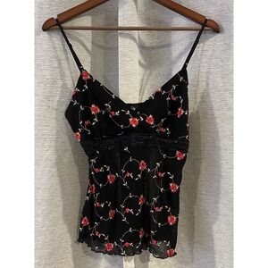 Vintage Y2K Fairy Embroidered Babydoll Cami Floral Whimsigoth